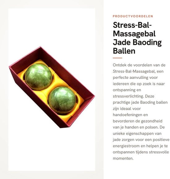 Balante Stressrilassante con Jade per Esercizio Mano/Polso - 50 mm - 480 gram/paio - Palla per la Salute