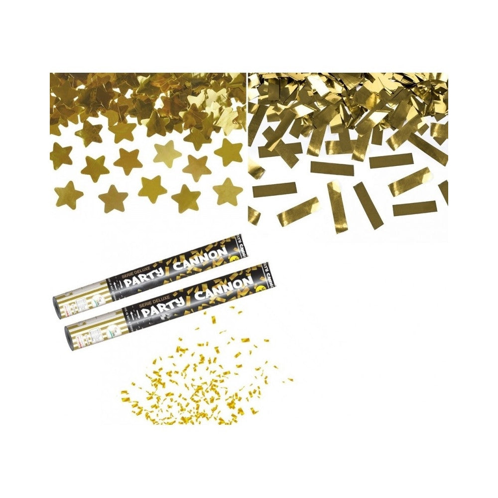 Trade Shop - 2 Tubi Tubo Spara Coriandoli Gold Cannone 60cm Festa Party Promessa Matrimonio -