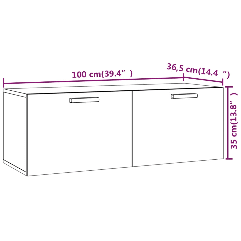 Mobile Pensile Grigio Cemento 100x36,5x35 cm Legno Multistrato 812946