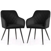 Set di 2 Sedie in velluto con cuciture a rombi VELTO Nero gambe nere
