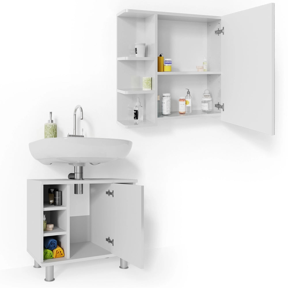 Vicco Set mobili bagno Bianco lucido 2 parti