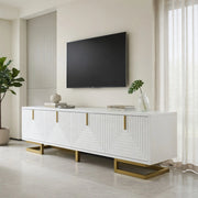 Cassettiera TV bianca in truciolato lunga 160 cm