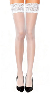 Jarretelkousen con resina antiscivolo - Calze per donna - Calze in nylon - Intimo femminile - Nero/Bianco - 75cm - Calze per donna