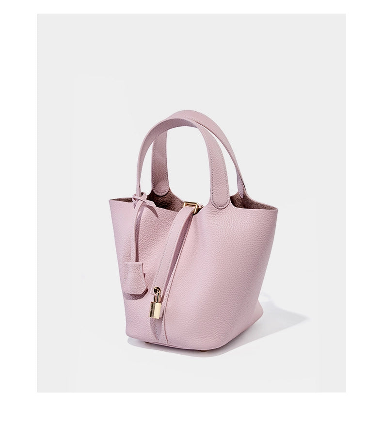 Borsa a mano da donna in vera pelle, a tracolla, a mano, a spalla, rosa