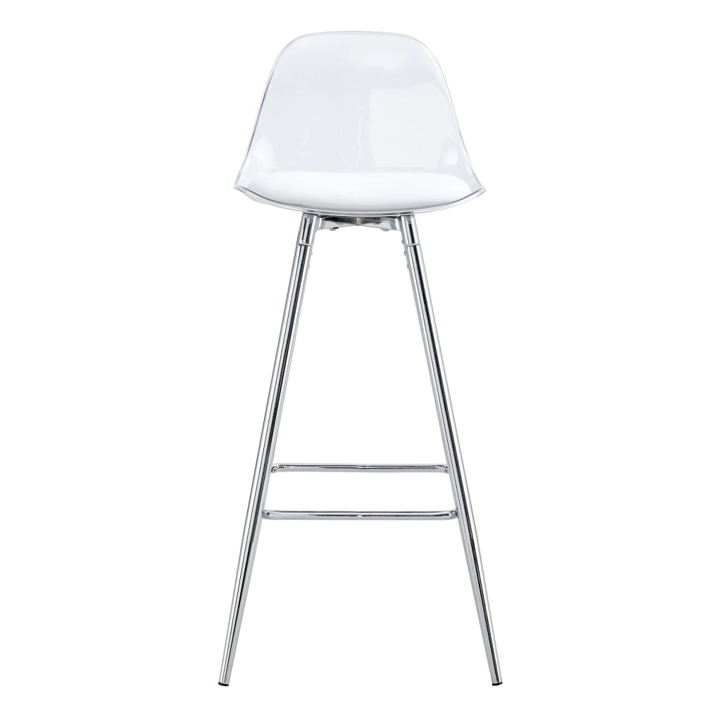 Set di 2 sgabelli da bar 96,5 cm trasparenti, metallo argentato con poggiapiedi