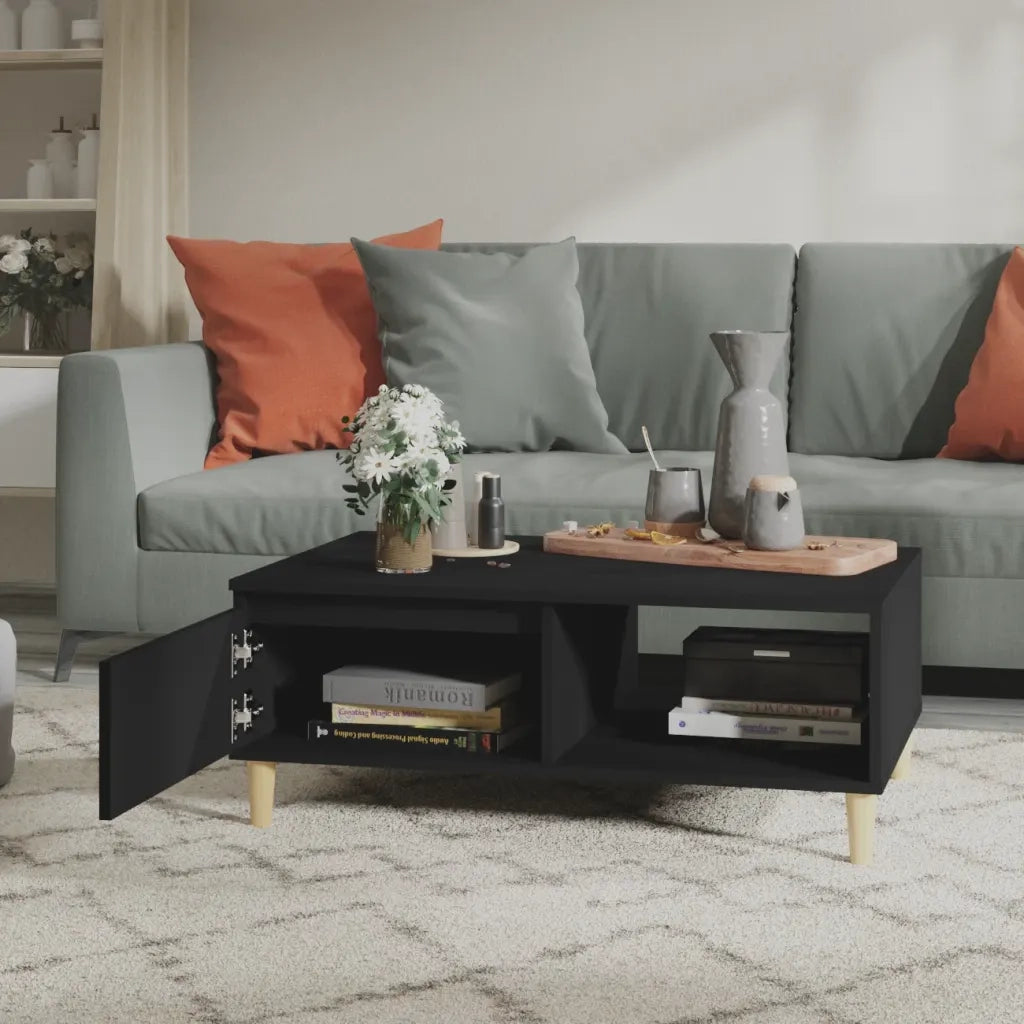 Tavolino da Salotto Nero 90x60x35 cm in Legno Multistrato 805996
