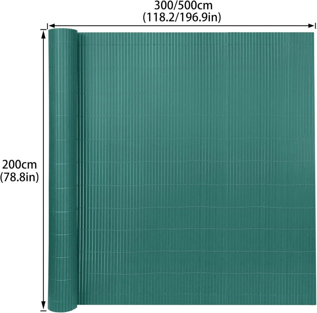 Recinzione frangivista in PVC per la privacy del balcone, con fascette, protezione da sguardi indiscreti e dal vento, impermeabile, senza fori, per giardino e terrazza, 200 x 500 cm, verde
