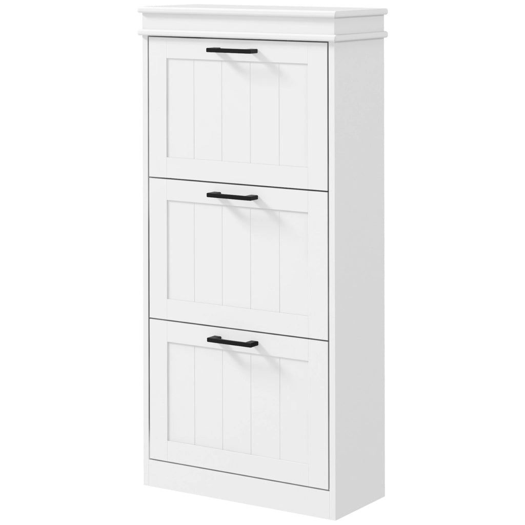 Armadio per scarpe con 3 ante e ripiani regolabili ¨C zephmum ¨C Bianco 60x30x120 cm