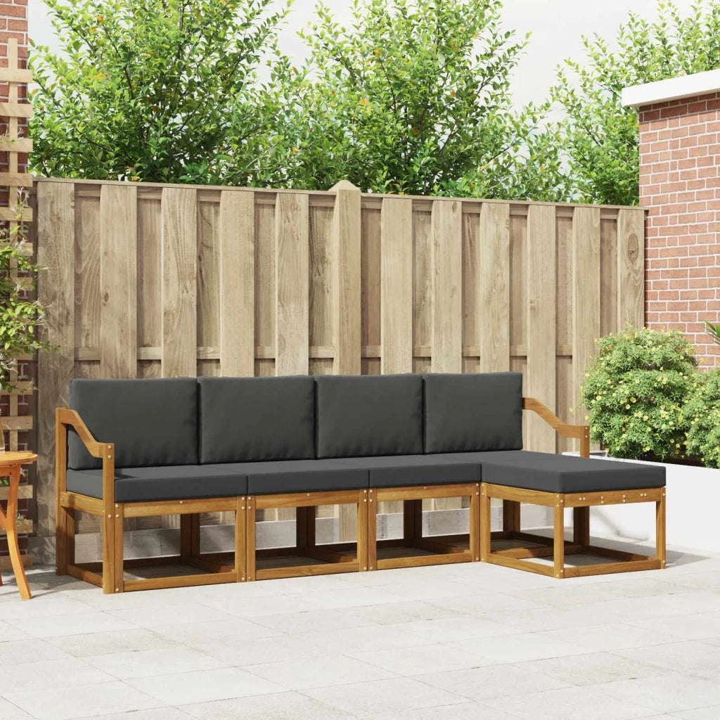 Set di divani da esterno con cuscino 5 pcs Naturale e Antracite