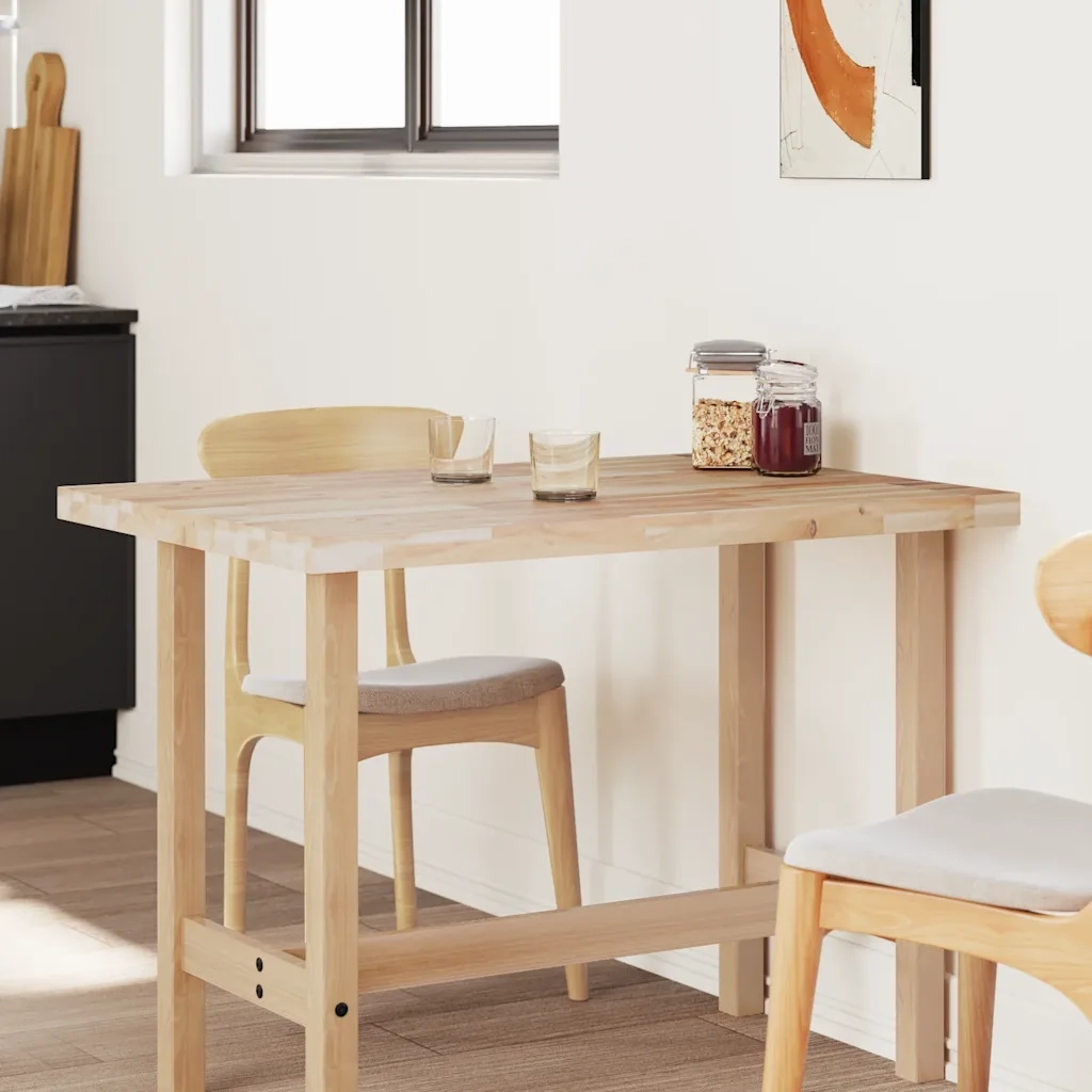Piano Tavolo Rettangolare 100x80x4cm Legno Massello di Acacia