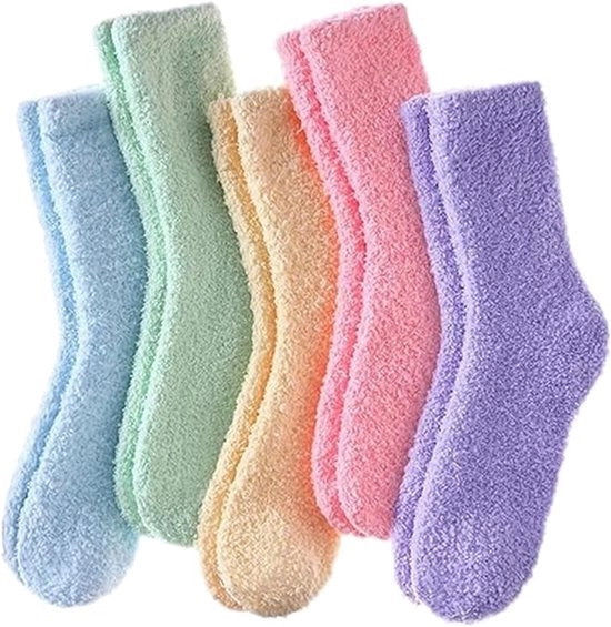 5 paia di calze di lana soffici extra, unisex - calde - adatte per l'inverno - perfette per il tempo freddo - calze fino alla metà della gamba.