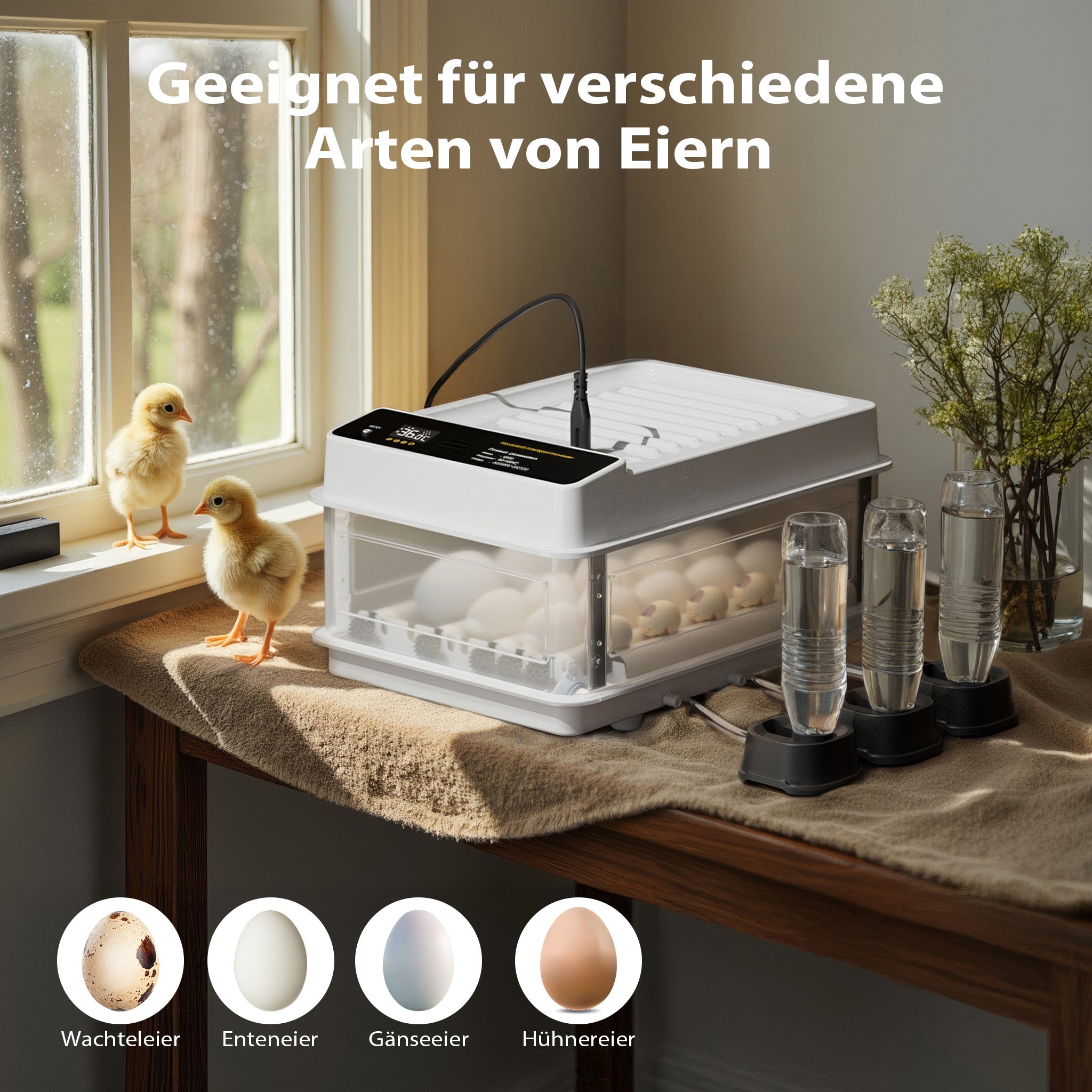 Fudajo Incubatrice di superficie completamente automatica 24 uova Covatrice polli, anatre, pulcini