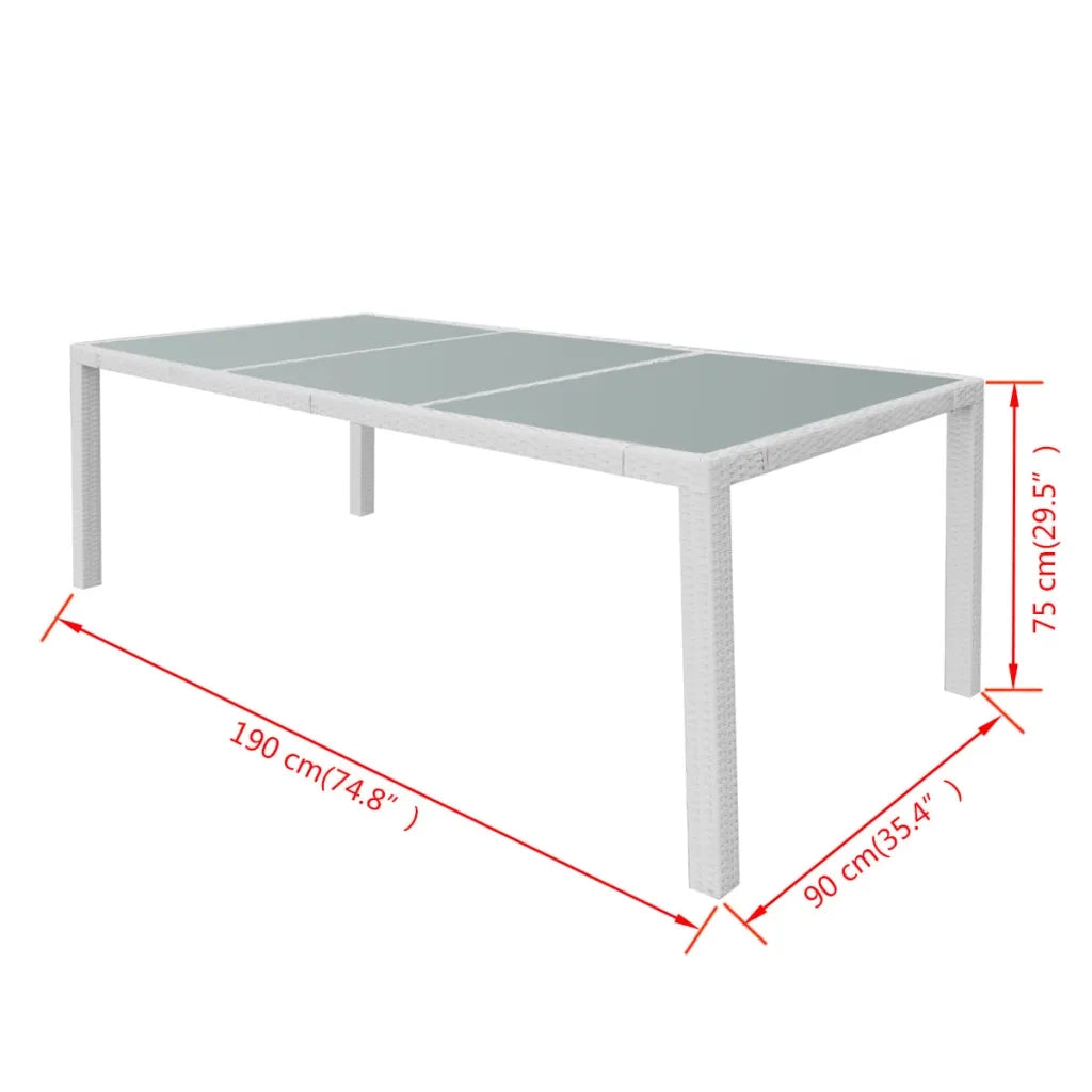 Set da Pranzo da Giardino 9 pz in Polyrattan Bianco Crema 42500