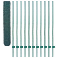 Rete per Recinzione con Pali in Acciaio 25x1,5 m Verde cod mxl 9568