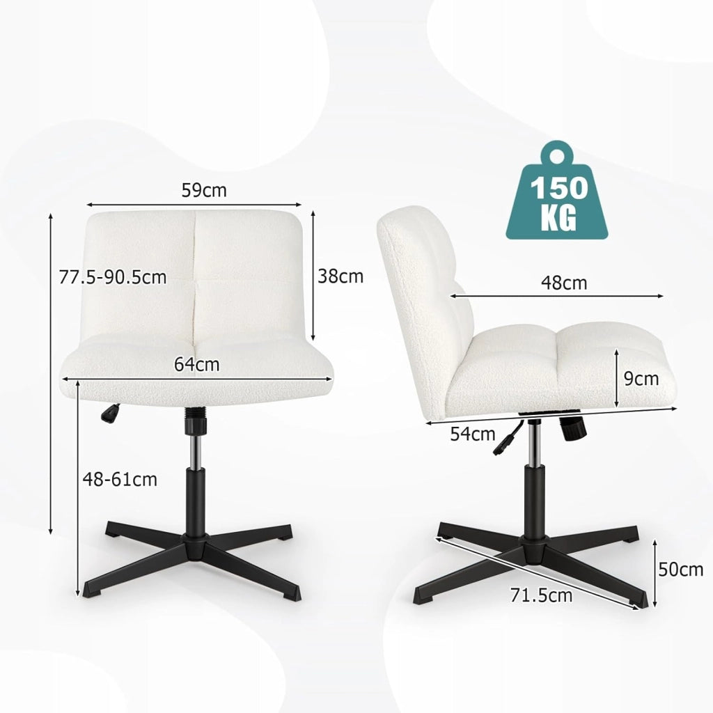 Sedia da ufficio Regolabile in Altezza con Funzione Basculante, Sedia Ufficio Scrivania in Finta Pelliccia di Agnello, con Morbida Imbottitura, 64 x 48 cm, Bianco/Grigio/Marrone (Beige)