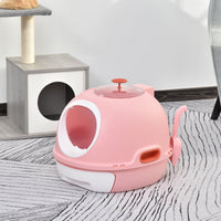 Toilette Chiusa per Gatti 47x55x44 cm con Vassoio Estraibile e Paletta Rosa