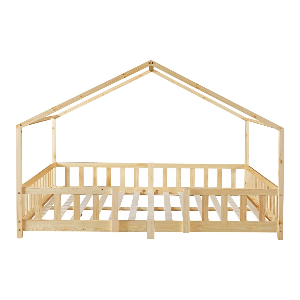 Letto per Cameretta Treviolo a Forma di Casetta con Materasso 120x200 cm Legno Naturale [en.casa] [neu.haus]