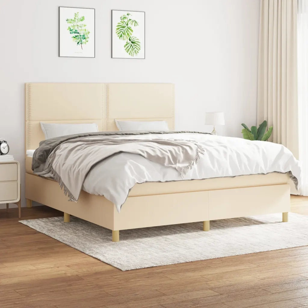 Giroletto a Molle con Materasso Crema 180x200 cm in Tessuto 3142278