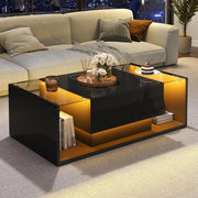 Tavolino minimalista - Xylo - 100x50cm vetro LED nero