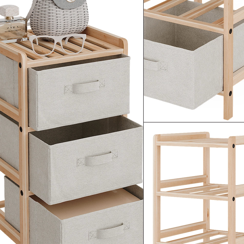 Vicco Mobile da bagno Beige 34.5 x 67 cm con 3 cassetti in tessuto