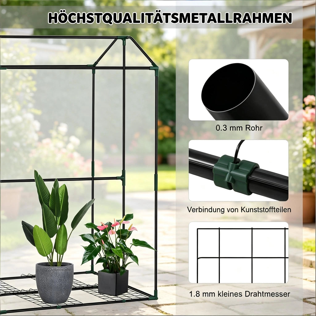 Serra a tunnel in PE 140 g/m² con porta frontale arrotolabile e 6 fori di ventilazione, bianca 100 × 83 × 150 cm