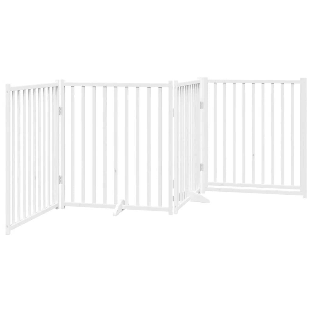 Cancelletto di sicurezza per cani con porta 4 pannelli legno massello di abete bianco 02_0023310