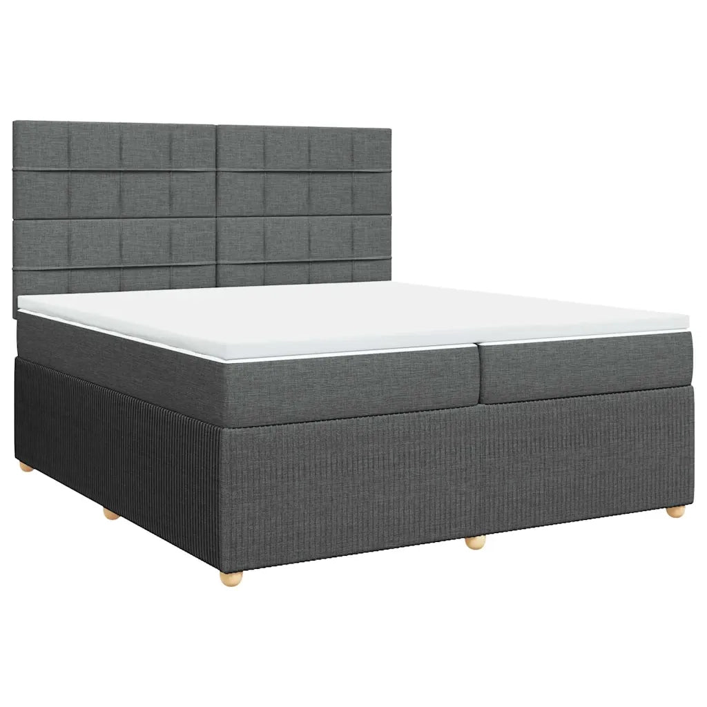 Giroletto a Molle con Materasso Grigio Scuro 200x200 cm Tessuto