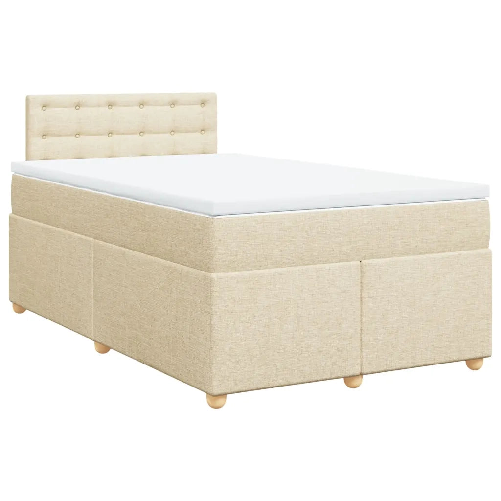 vidaXL Giroletto a Molle con Materasso Crema 120x200 cm in Tessuto