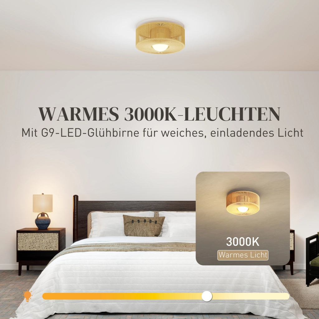 Lampada a sospensione Boho con paralume in corda di canapa ¨C zephmum ¨C G9 LED