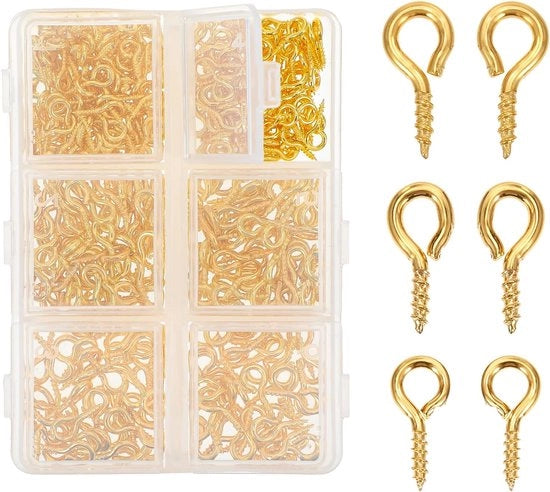 Set di occhiali da occhi 400 pezzi in 3 misure con scatola di conservazione - Attrezzi metallici per gioielli, hangers e perle