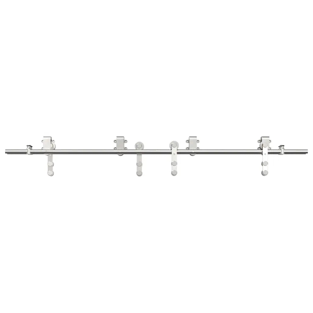 Kit Binari Porta Scorrevole 183 cm Acciaio Inossidabile Argento 3295761