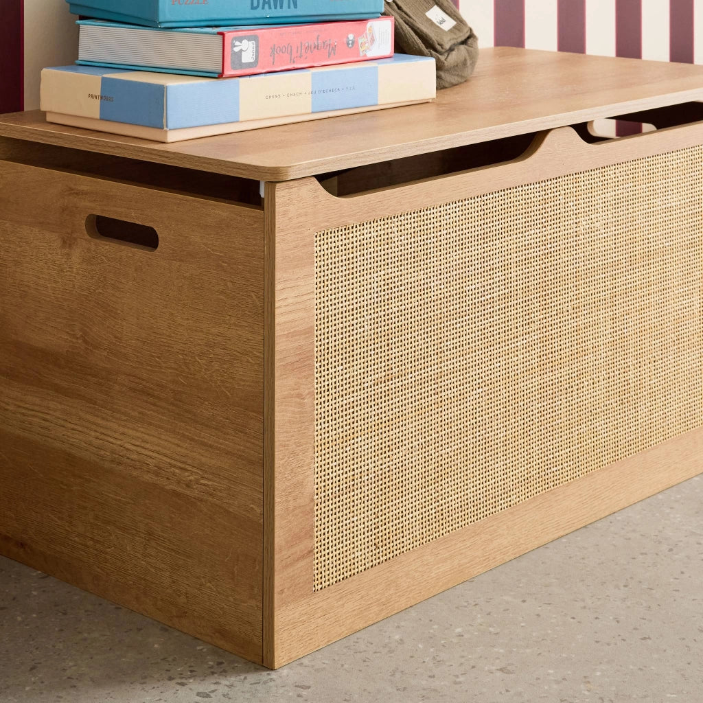 Scatola per giocattoli in legno per bambini, marrone naturale