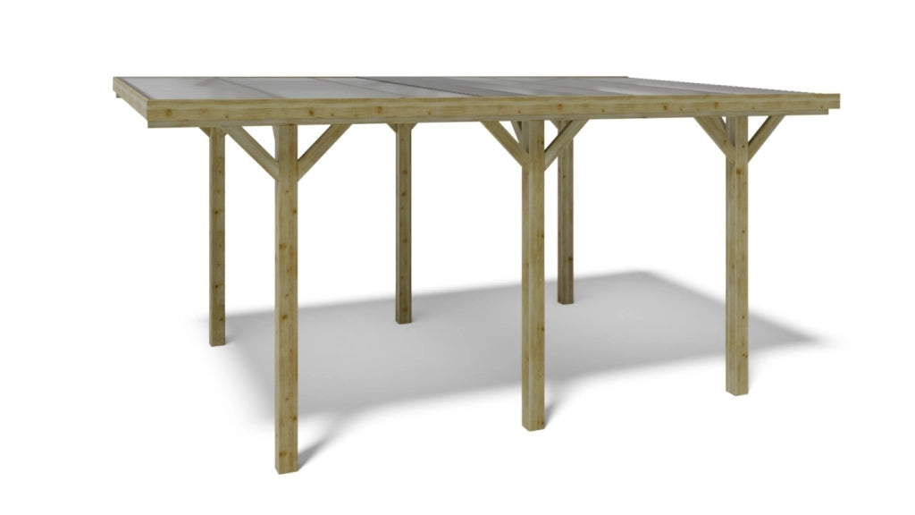 Tettoia posto auto coperto in legno 3.04x5.12 m - 15.56 m2 - copertura PVC   - CAR10PVCTR - ALTANKA
