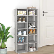 Scarpiere 2 pz-Set di 2 Scaffale per scarpe Grigio Sonoma 27,5x27x102cm in Legno Multistrato