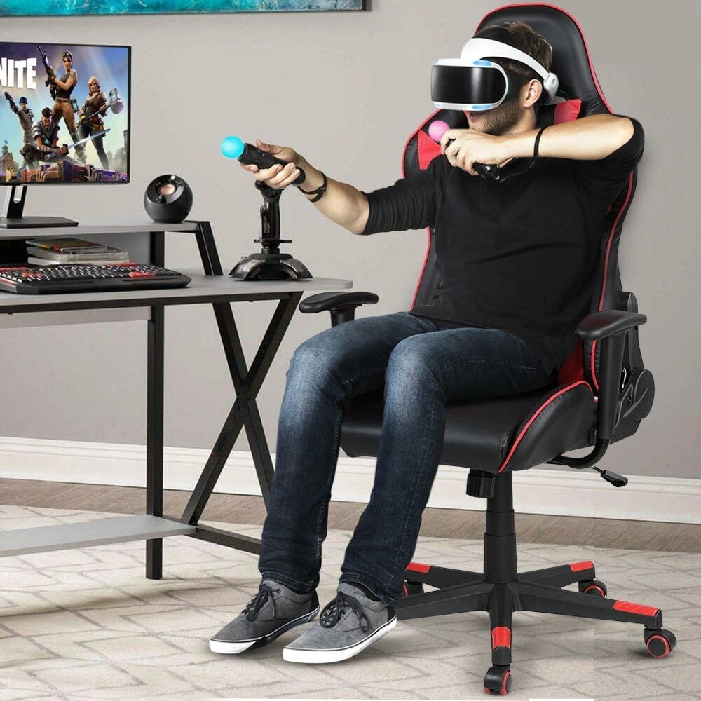 Sedia Poltrona Gaming Scrivania Ufficio Reclinabile 180 gradi Girevole Rosso