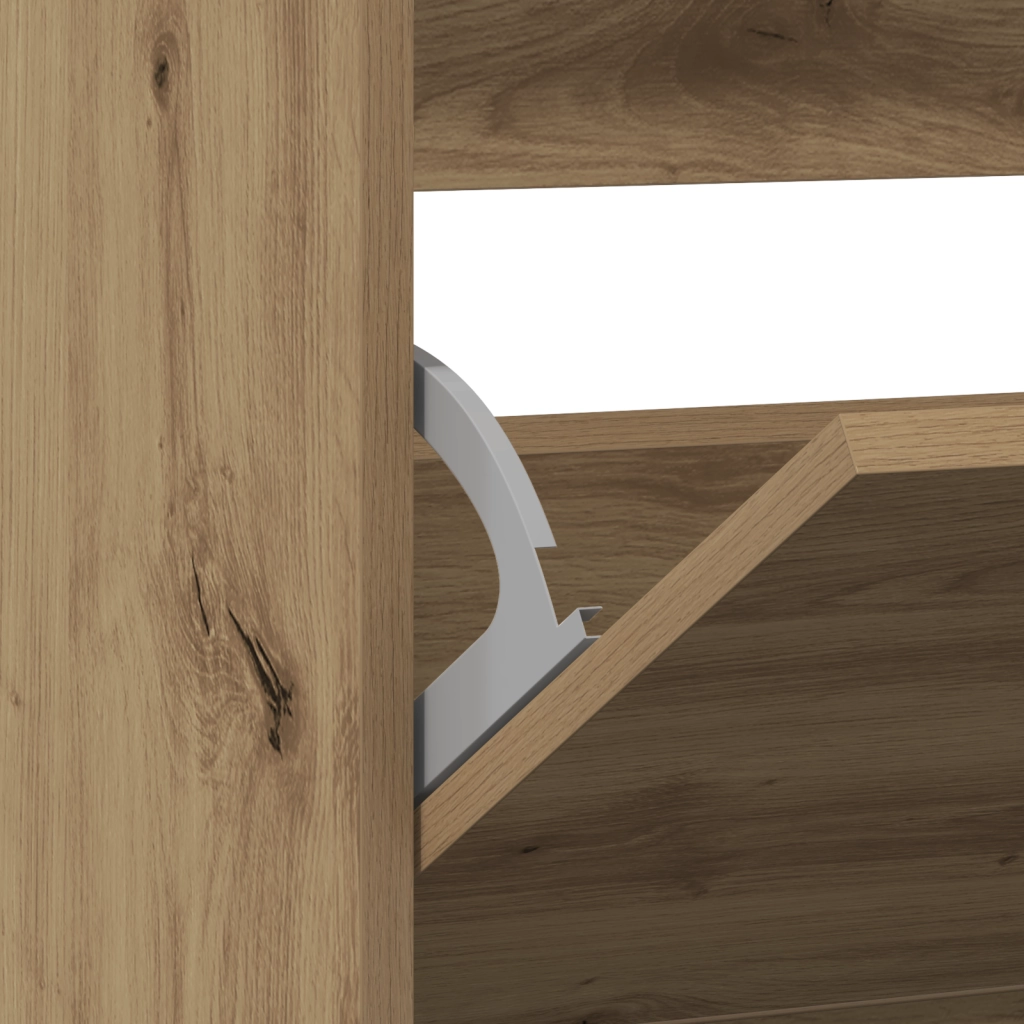 Mobile per scarpe  con cassetto a ribalta in rovere affumicato 80x21x87,5 cm