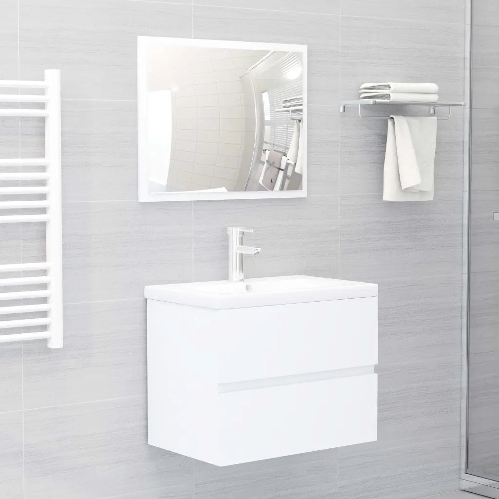Set Mobili da Bagno Bianco in Legno Multistrato 3071675