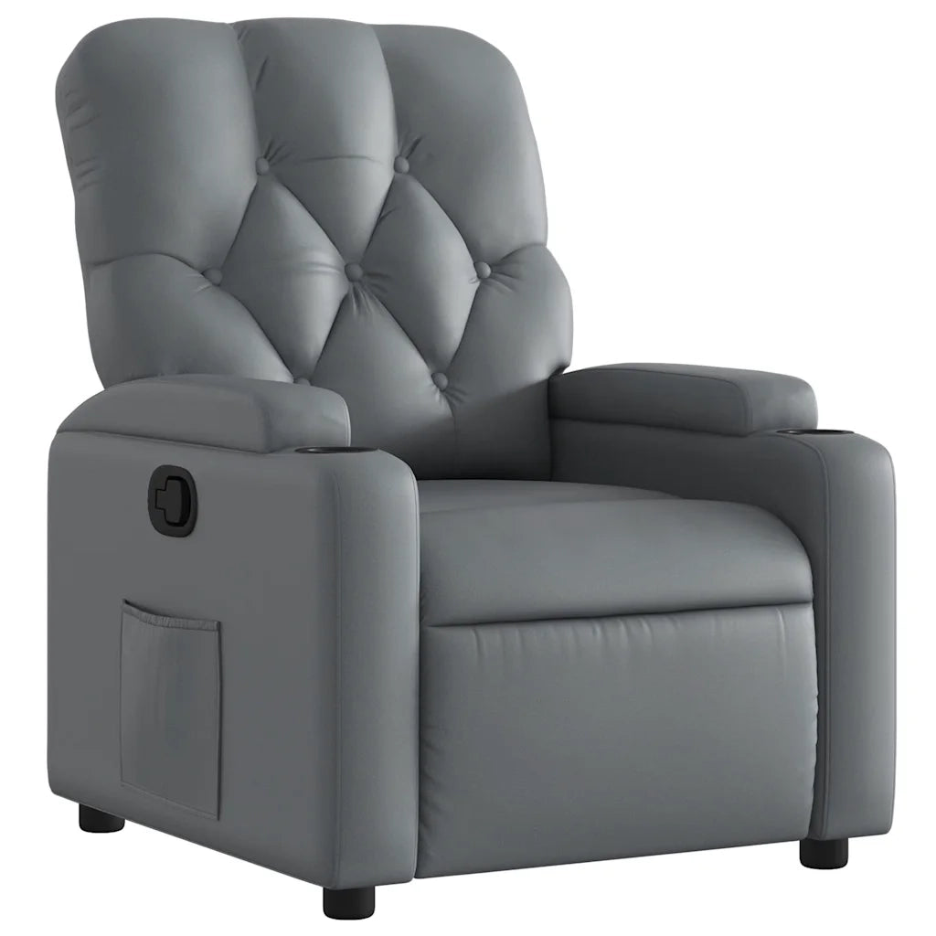 Divano Sedia-Poltrona Reclinabile Grigia in Similpelle 987447