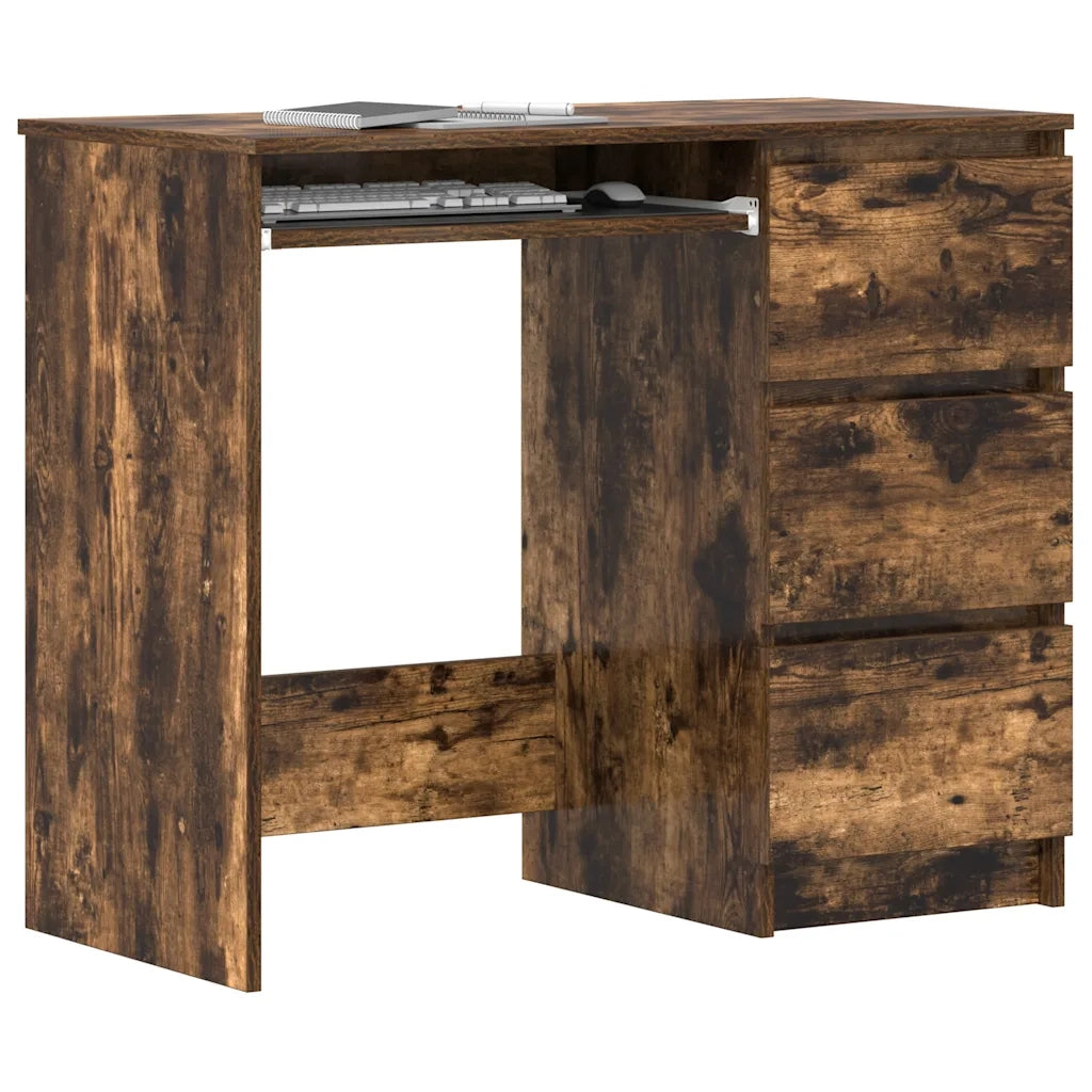 Scrivania Rovere Fumo 90x45x76 cm in Legno Multistrato 815507