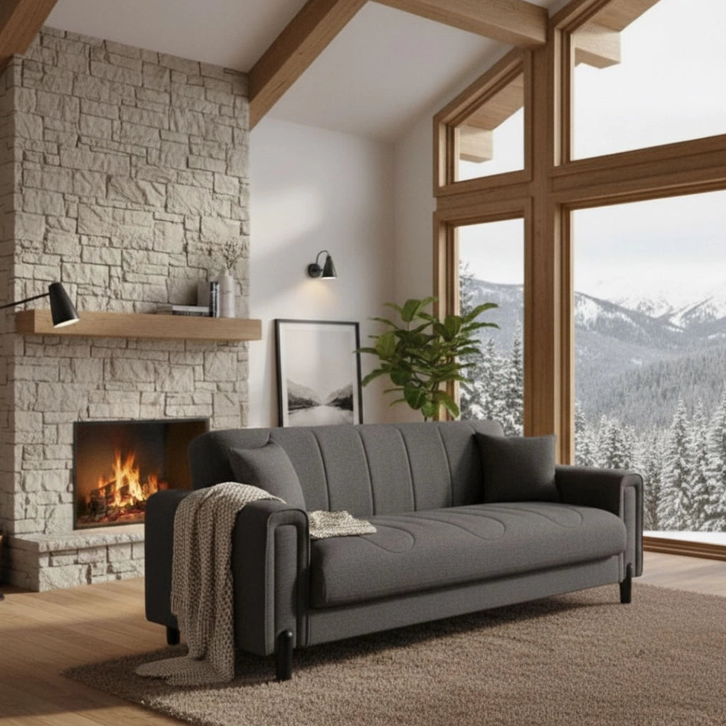 Papozze, Divano Letto 3 Posti Contenitore, 226x86 cm Nero Antracite