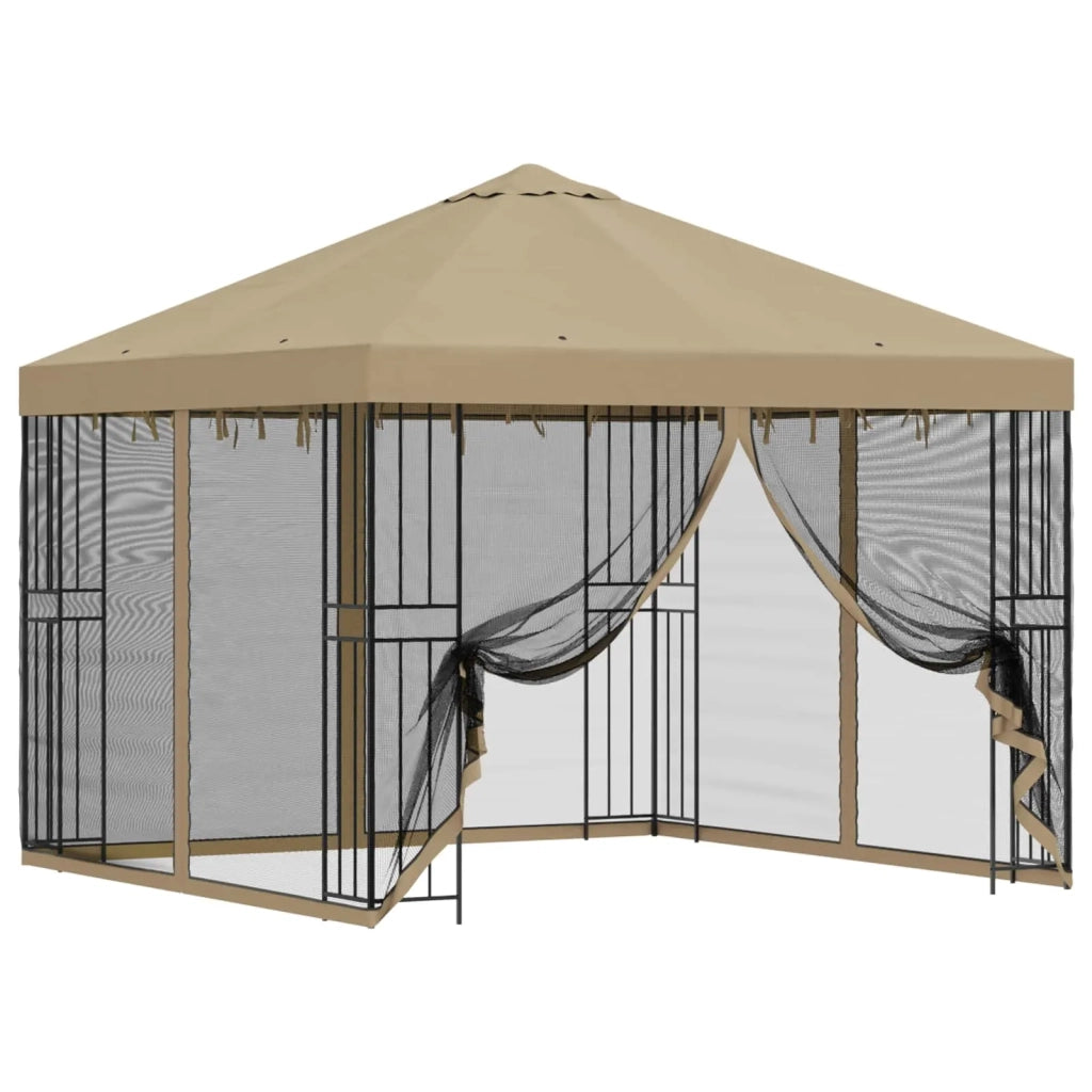 Gazebo da giardino con pareti laterali 3 x 3 m Beige