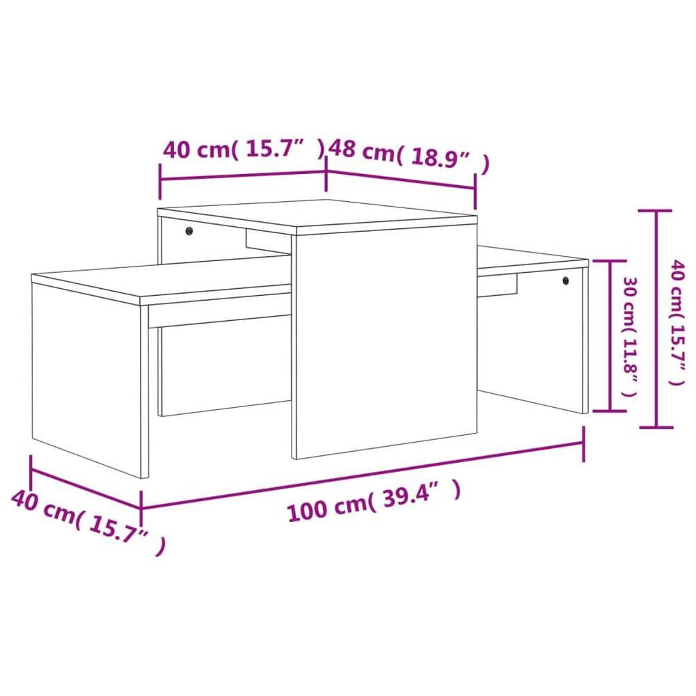 Coffee Table Set Concrete Grey 100x48x40 Cm Wood Material