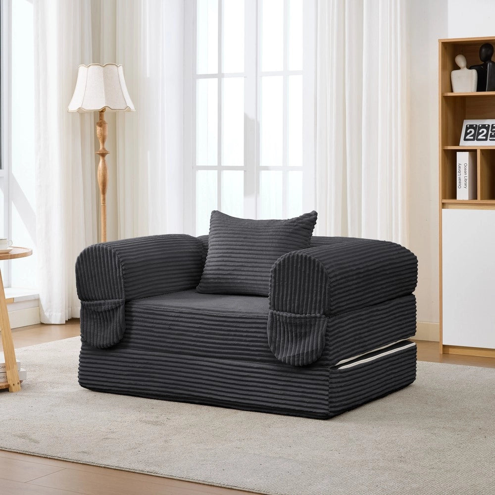 Divano letto singolo ¨C Minimal ¨C Tessuto cord, salvaspazio