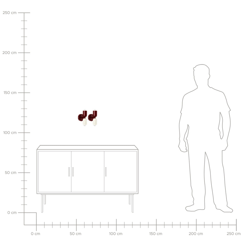 Set di 2 lampade da parete a due luci Up-Down Scones rosso
