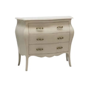 Cassettiera sagomata 3 cassetti legno shabby avorio anticato 118x50x85 - Mobili 2G