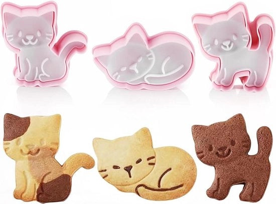 Set di forme per biscotti gatto - set di 3 forme mini per biscotti e torta - plastica, fondant.
