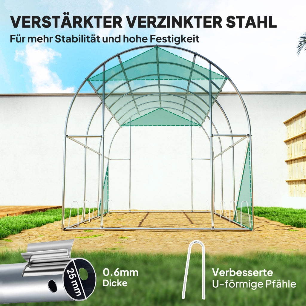 SERRA da giardino in plastica verde con porta arrotolabile e finestre a rete