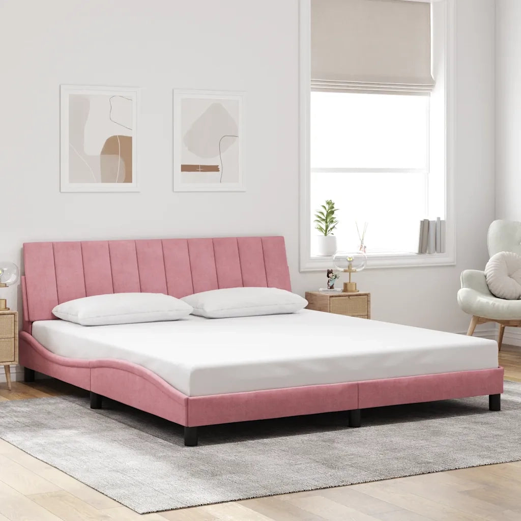 Giroletto con LED senza Materasso Hanko Rosa 180x200 cm in Velluto 3213798