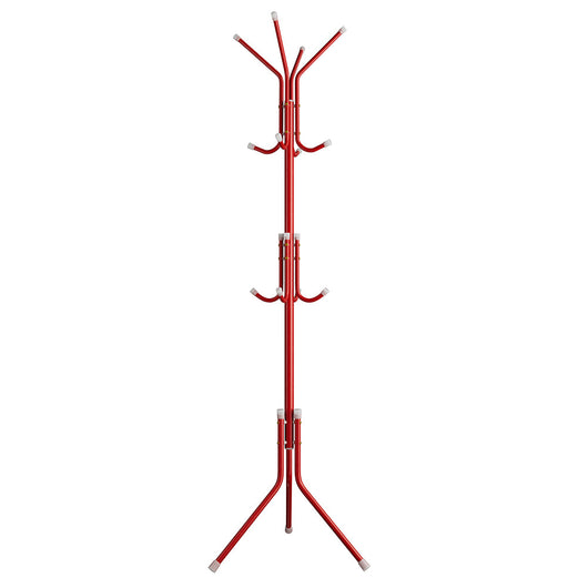 Attaccapanni da Terra Salvaspazio 12 Ganci Stand Appendiabiti a Piantana Rosso