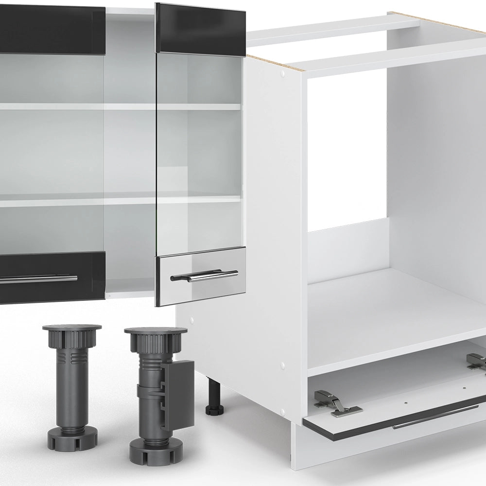 Cucina componibile Fame-Line Antracite lucido/Bianco 355 cm, PL Antracite Vicco